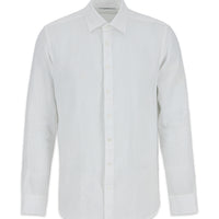 Beyaz Uzun Kol Slim Fit %100 Keten Gömlek