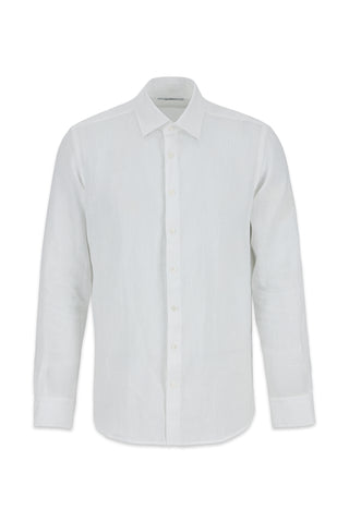 Beyaz Uzun Kol Slim Fit %100 Keten Gömlek