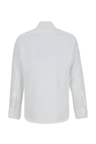 Beyaz Uzun Kol Slim Fit %100 Keten Gömlek