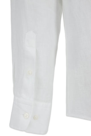 Beyaz Uzun Kol Slim Fit %100 Keten Gömlek