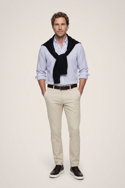 Blue Long Sleeve Regular Fit Striped Shirt
