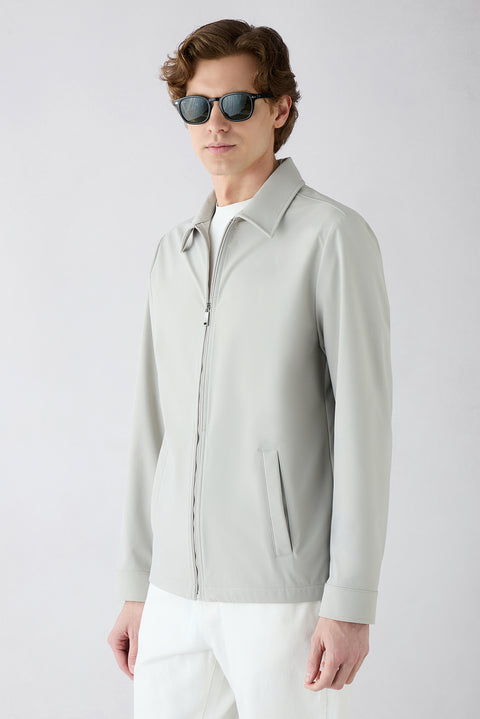 Stone Baby Collar Zippered Pocketed Seasonal Jacket
