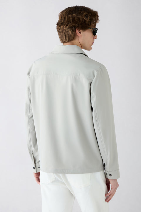 Stone Baby Collar Zippered Pocketed Seasonal Jacket
