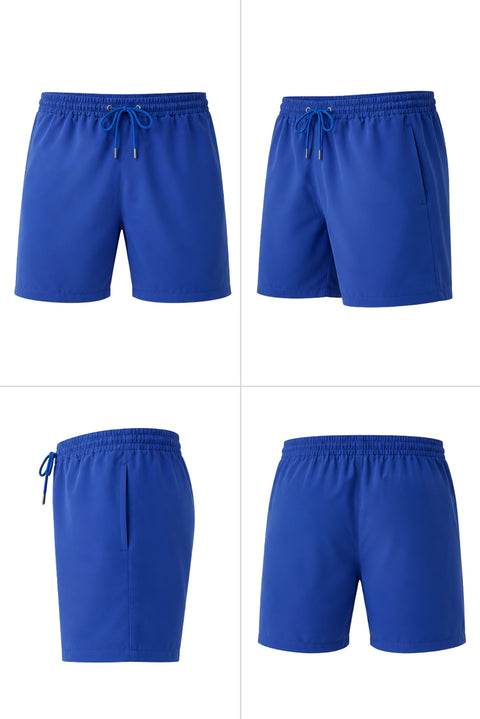 Saxe Blue Drawstring Waist Pocketed Swim Shorts