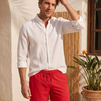 Flag Red Drawstring Pocket Swim Shorts