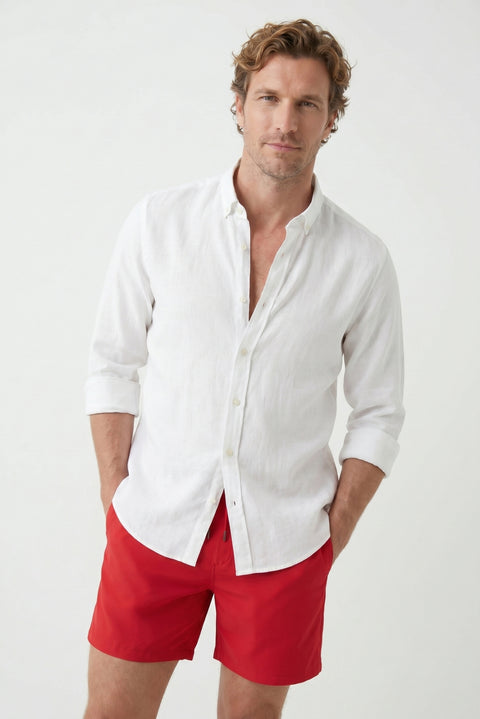 Flag Red Drawstring Pocket Swim Shorts