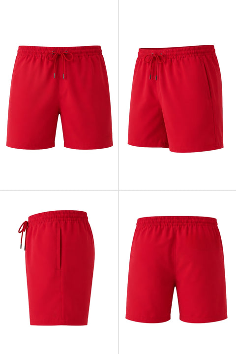 Flag Red Drawstring Pocket Swim Shorts