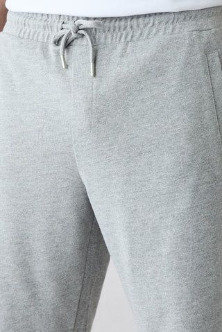 Orta Gri Melanj Beli İpli Örme Diz Boy Pamuklu Spor Sweat Şort