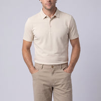 Medium Beige Regular Fit Standard Cut Plain Cotton 5-Pocket Bermuda Shorts
