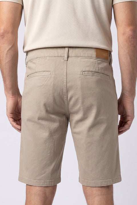 Medium Beige Regular Fit Standard Cut Plain Cotton 5-Pocket Bermuda Shorts