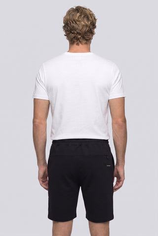 Siyah Techno-Line Regular Fit Çıtçıtlı Beli Lastikli Örme Esnek Sweat Şort