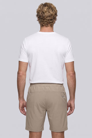 Orta Bej Techno-Line Regular Fit Çıtçıtlı Beli Lastikli Örme Esnek Sweat Şort