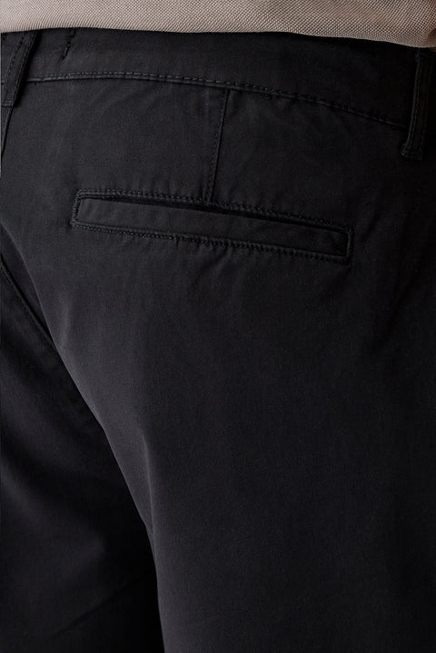 Black Regular Fit Standard Cut Side Pocket Cotton Bermuda Shorts