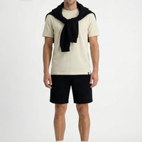 Black Elasticated Waist Drawstring Pockets Jersey Fabric Cotton Sport Sweat Shorts