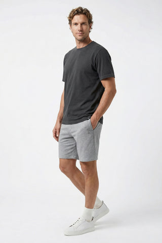 Orta Gri Melanj Beli Lastikli İpli Cepli Penye Kumaş Pamuklu Spor Sweat Şort