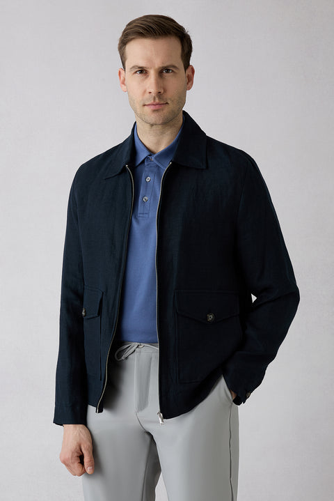 Indigo Regular Fit Cotton Buttoned Pocket Polo Neck T-Shirt