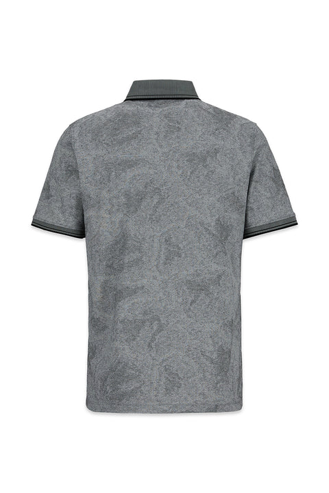 Siyah Polo Yaka Regular Fit Desenli Cepli Tişört