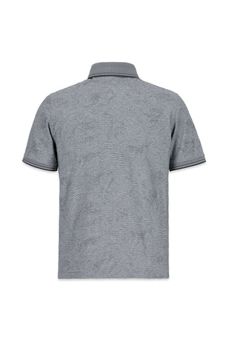 Açık Gri Polo Yaka Regular Fit Desenli Cepli Tişört