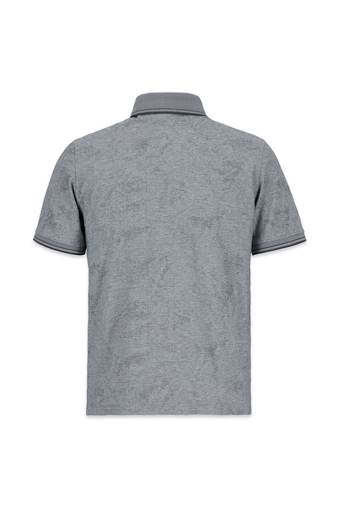 Light Grey Polo Collar Regular Fit Patterned Pocket T-Shirt