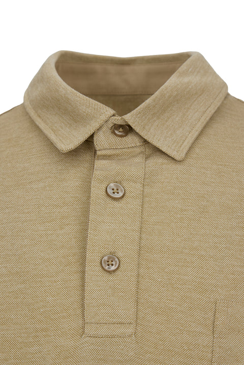 Açık Bej Polo Yaka Regular Fit Cepli Tişört