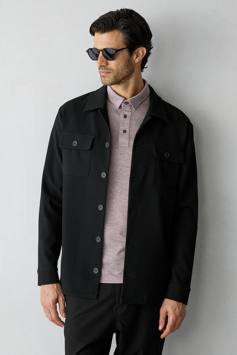 Açık Bordo Polo Yaka Regular Fit Cepli Tişört