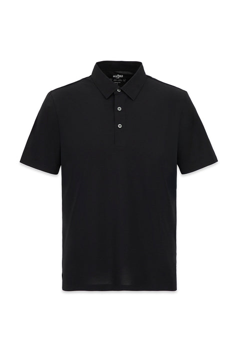 Siyah Polo Yaka Regular Fit İpek Karışımlı Dikişsiz Tişört