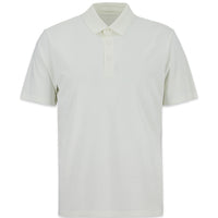 Beyaz Dikişsiz Regular Fit Polo Yaka Örme Lyocell İpek Karışımlı Tişört