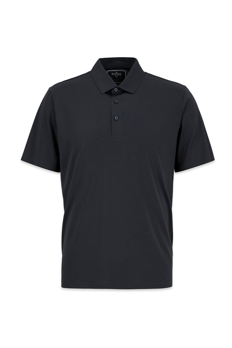 Orta Antrasit Dikişsiz Regular Fit Polo Yaka Örme Lyocell İpek Karışımlı Tişört