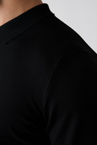 Siyah Regular Fit Polo Yaka Triko T-shırt