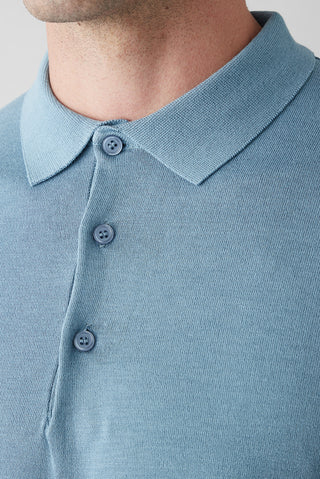 Açık Mavi Regular Fit Düğmeli Polo Yaka Örme Tişört