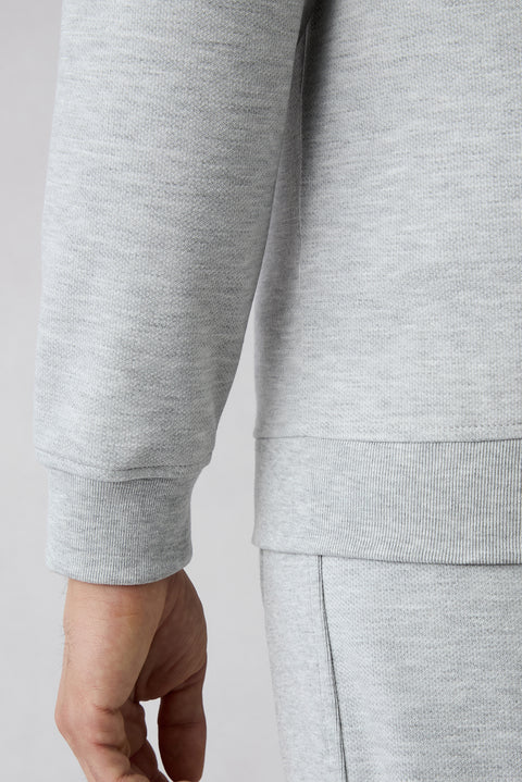 Açık Gri Melanj Fermuarlı Esnek Bomber Sweat Hırka