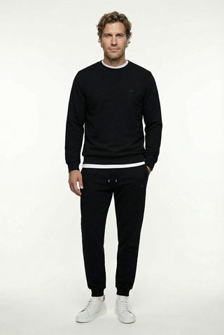 Siyah Bisiklet Yaka Regular Fit Pamuklu Basic Sweatshirt