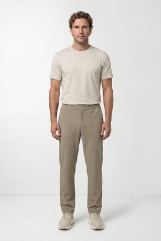 Orta Bej Techno-Line Cepli Beli Lastikli Cepli Likralı Esnek Sweatpant / Eşofman Altı