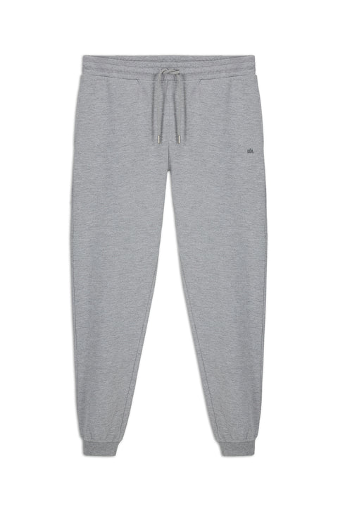 Dark Grey Melange Elasticated Waist Drawstring Pocketed Cotton Sweatpants