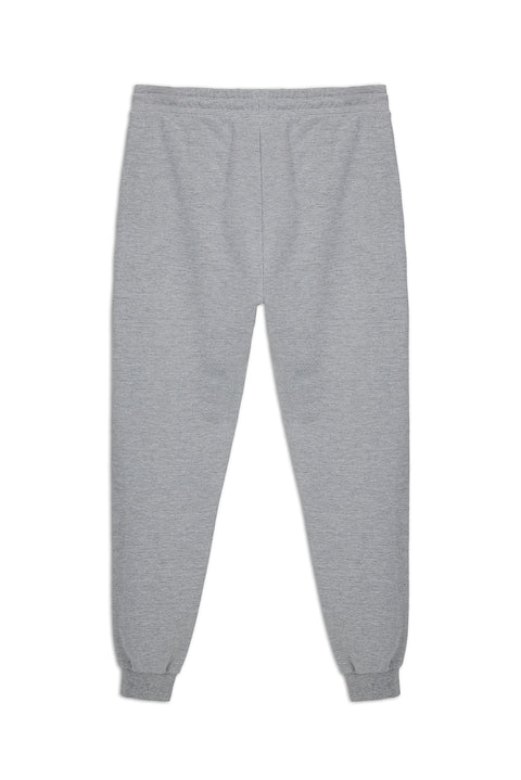 Dark Grey Melange Elasticated Waist Drawstring Pocketed Cotton Sweatpants