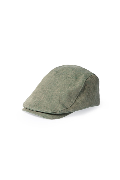 Medium Khaki 100% Linen Flat Cap