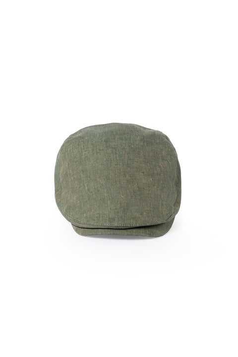 Medium Khaki 100% Linen Flat Cap
