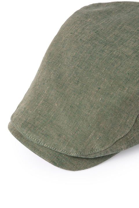 Medium Khaki 100% Linen Flat Cap