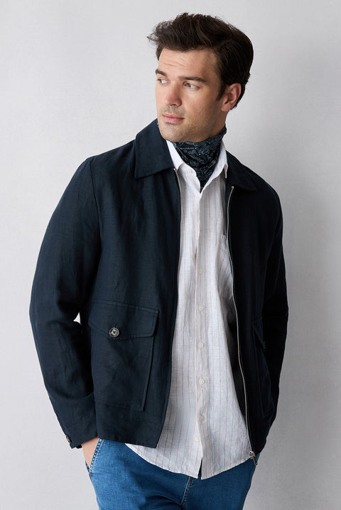 Dark Navy Patterned Modal Handkerchief