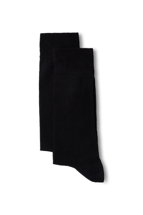 Black 2-Pack Cotton Lycra Stretch Patterned Thin Sock Set