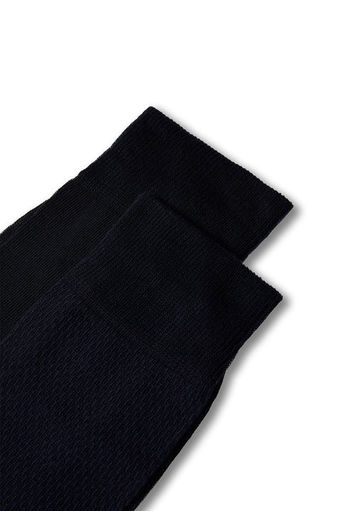 Dark Navy 2-Pack Cotton Lycra Flexible Patterned Thin Sock Set