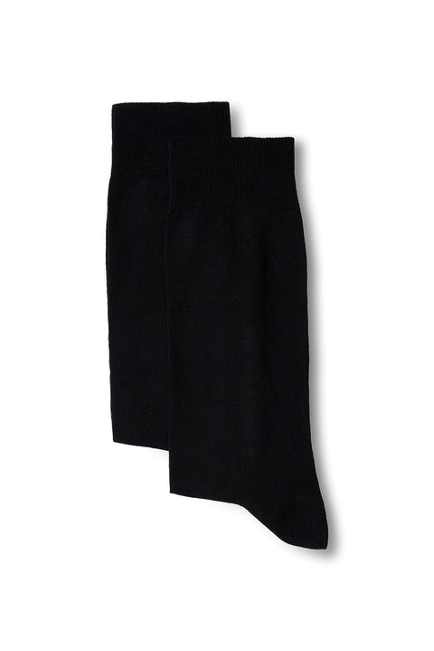 Black 2-Pack Cotton Lycra Stretch Patterned Thin Sock Set