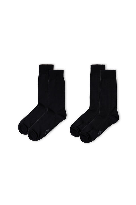 Black 2-Pack Cotton Lycra Stretch Patterned Thin Sock Set