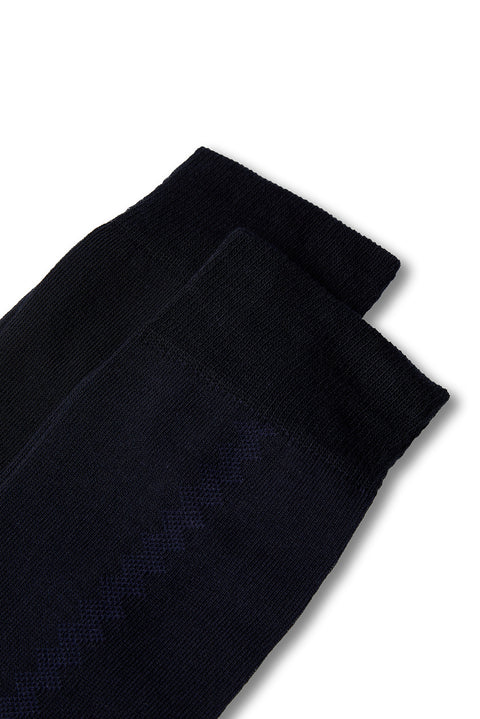 Dark Navy 2-Pack Cotton Lycra Flexible Patterned Thin Sock Set