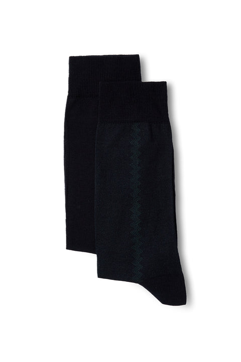 Petroleum Blue 2-Piece Cotton Lycra Flexible Patterned Thin Sock Set