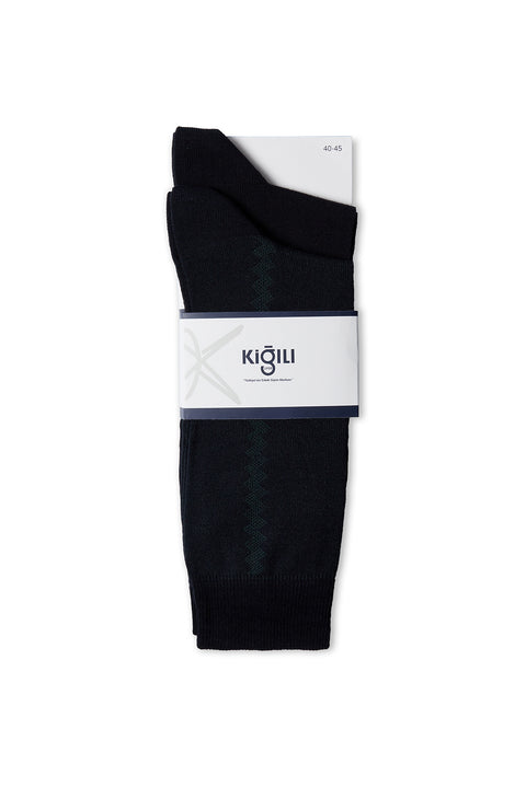 Petroleum Blue 2-Piece Cotton Lycra Flexible Patterned Thin Sock Set