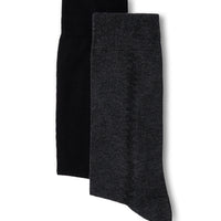 Dark Anthracite Melange 2-Pack Cotton Lycra Flexible Patterned Thin Sock Set