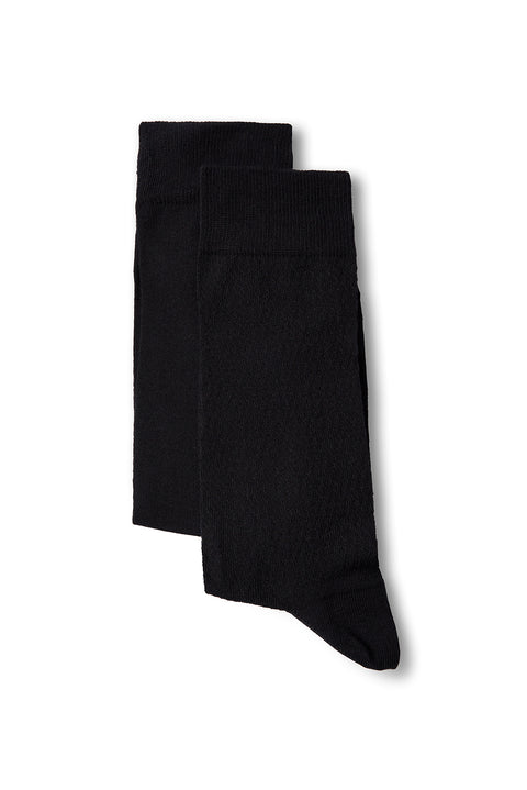 Black 2-Pack Cotton Lycra Stretch Patterned Thin Sock Set