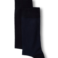 Dark Navy 2-Pack Cotton Lycra Flexible Patterned Thin Sock Set