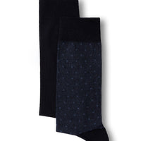 Indigo 2-Pack Cotton Lycra Flexible Patterned Thin Socks Set